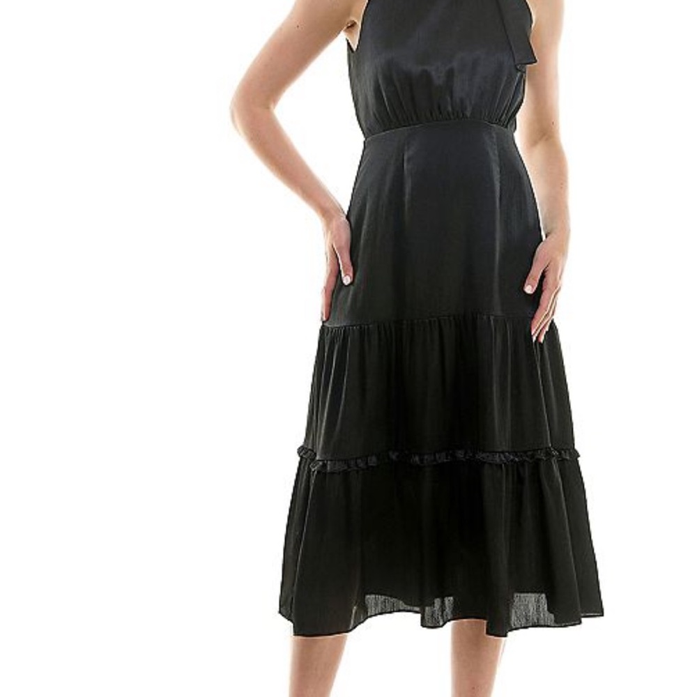 Nicole Miller Elegant Black Midi Dress
